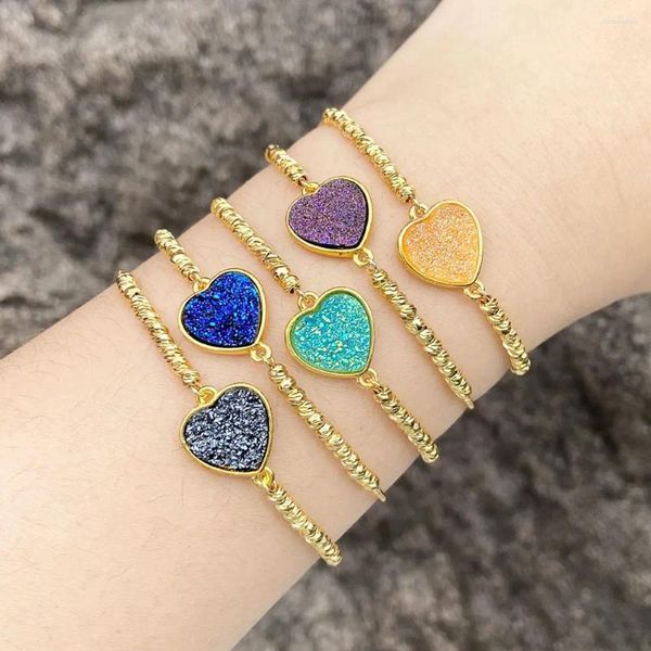 Braccialetti di fascino flola a forma di cuore druzy per donne regolabili gioielli regolabili regali oro rame alla mamma mom brtd04