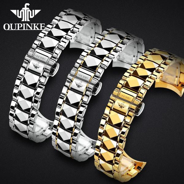 Oupinke Watch Band Premium Katı Paslanmaz Tungsten Saat Bilezik Kayışları Bileklik 20mm 22mm 24mm 240409