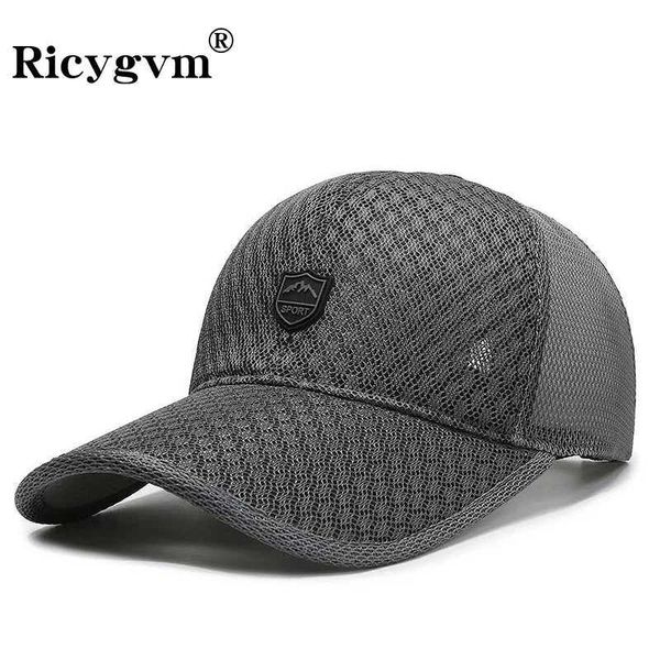 Caps de bola de verão Mesh Mesh Capinho de beisebol legal para homens Quick Dry Peaked Cap Outdoor Golf Sports Macho Macho Sun Visores Solid Color Trucker Hat Gorras J240425