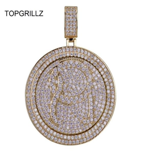 TopGrillz QC Spinner Letter Colar pingente de pingente Iced Out Hip Hoppunk Gold Silver Color Chains for Men Charms Jewelry Gift J19071331175918