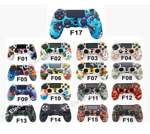 Mais cores abrange camuflagem case de silicone antislip protetor de proteção de silicone casos de pele de borracha para PS4 Controller Game ACC9231591