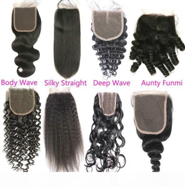 Raw Virgin Indian Hair Lace Fechamento Médio 3 Parte de Water Wave Top Lace Fechamentos de peça Pedancos Branqueados Cabelo humano não processado WE1857594