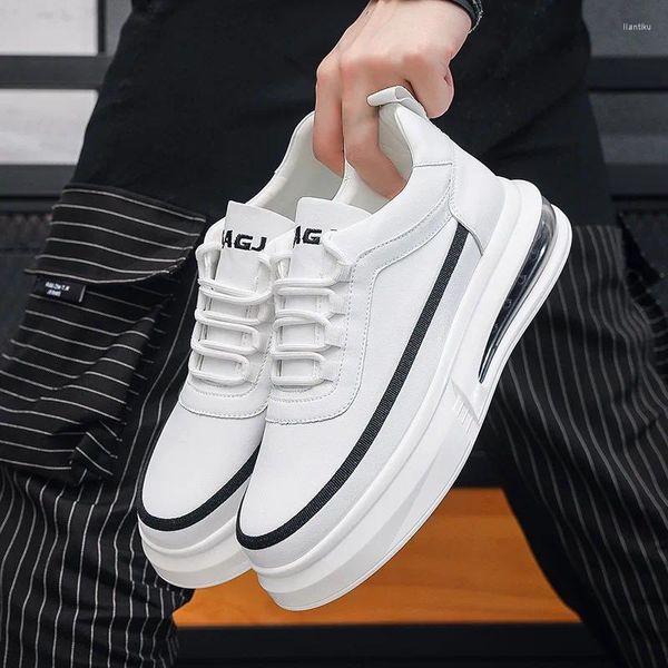 Scarpe casual in stile coreano maschile lace-up in pelle originale in pelle aria sneaker sneakers piattaforma piattaforma calzature zapatos hombre