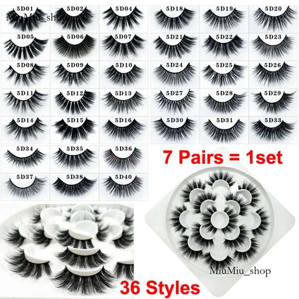 Maquiagem falsa 7 pares 3D Cylashes volume sem crueldade Volume Faux Mink Strip theelash Dramático cílios naturais Soft 36 Styles 587