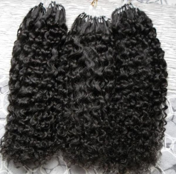 Micro loops Colore naturale Afro stravagante Micro Loop Estensioni di capelli umani 300 g Mongoli per capelli ricci Micro Link Extens9029770