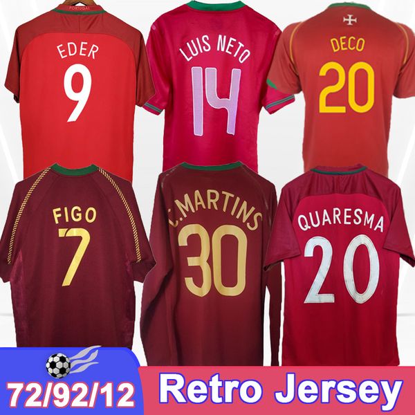 15 16 Quaresma Mens Soccer Maglie Nazionale Figo 2006 2012 C. Martins Luis Neto 1992 Eder Away Away Shirts Short Short Shortle Uniforms