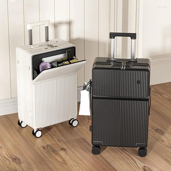 Koffer vorne halb halb offenes multifunktionales Gepäck 24 -Zoll -Cup -Halter Universal Wheely Trolley Box Hoch Aussehen Boarding Passwort