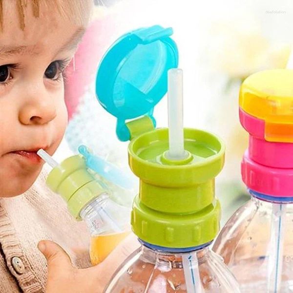 Garrafas de água infantil garrafa à prova de tampa da tampa da tampa com palha para beber garotas com gole de suco de suco de alimentação