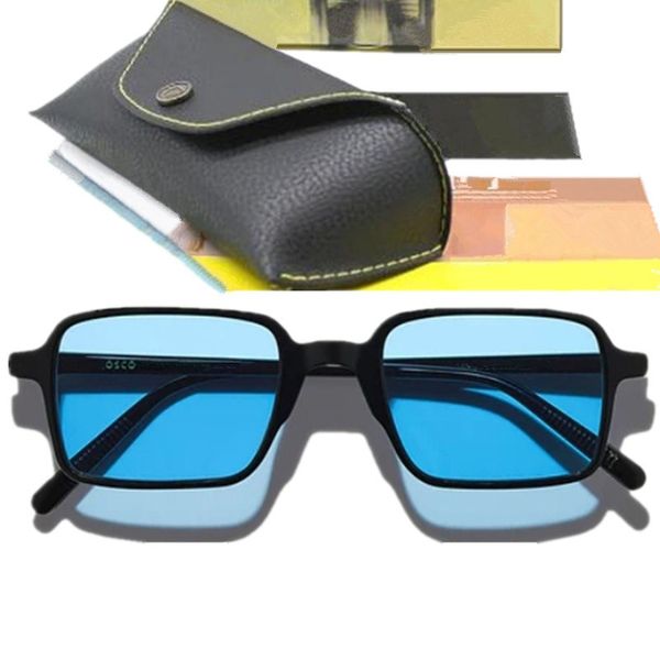 Kısa kare hipster renkli camlar güneş gözlüğü UV400 Hafif unisex mos-lhinding ince tahta fullrim reçetesi için 50-21-145 gözlük enstantane tasarım çantası