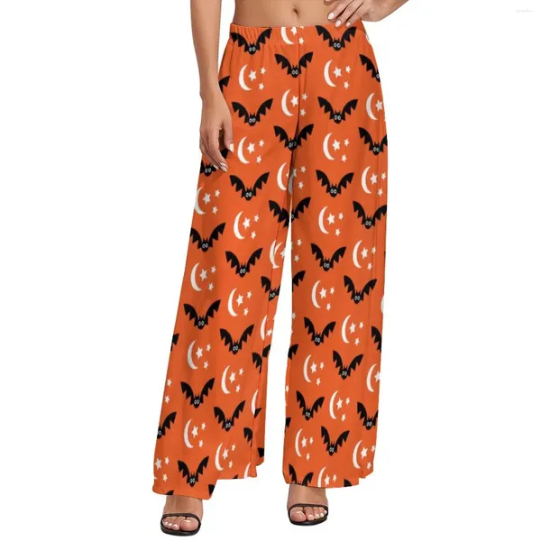 Frauenhose Halloween Elastizität High Taille Orange Black Fleder