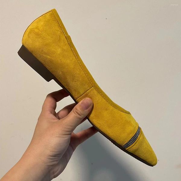 Scarpe casual fatte fatte a mano in cashmere appuntita limone giallo comodo e versatile quattro stagioni