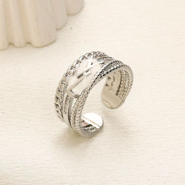 18K Gold Brand Letter Band Rings para homens designer de moda feminina Open Ring Cartas de marca de aço inoxidável Jóias de festas de casamento de aço de aço