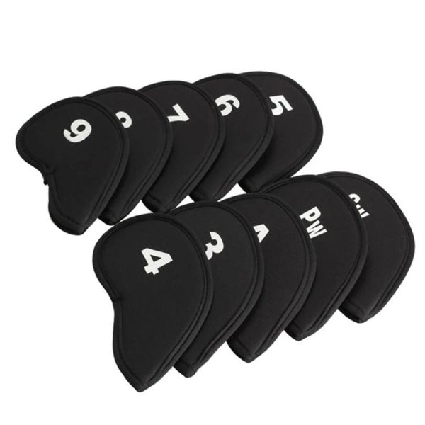 Prodotti 10pcs/set golf cover di ferro da golf club golf protettivo protettivo nero/rosso/blu golf club golf head protect golf accessori