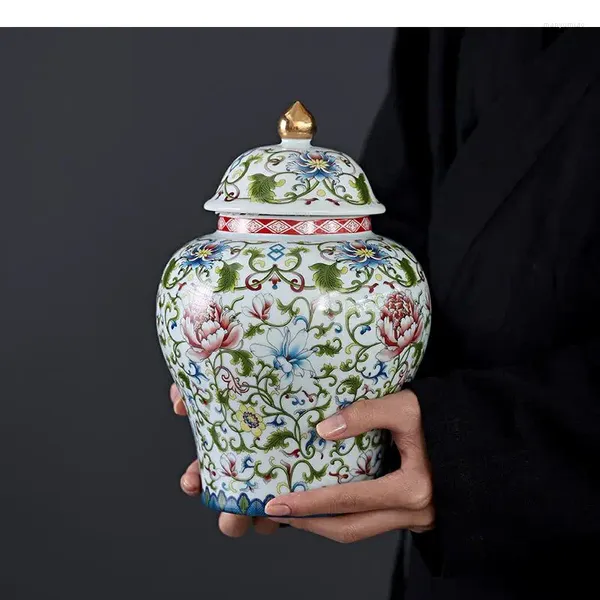 Bottiglie di stoccaggio smalto colore jar generale ceramico caramelle tè caddy cosmetico contenitori vasi di porcellana classici decorazioni per la casa vintage