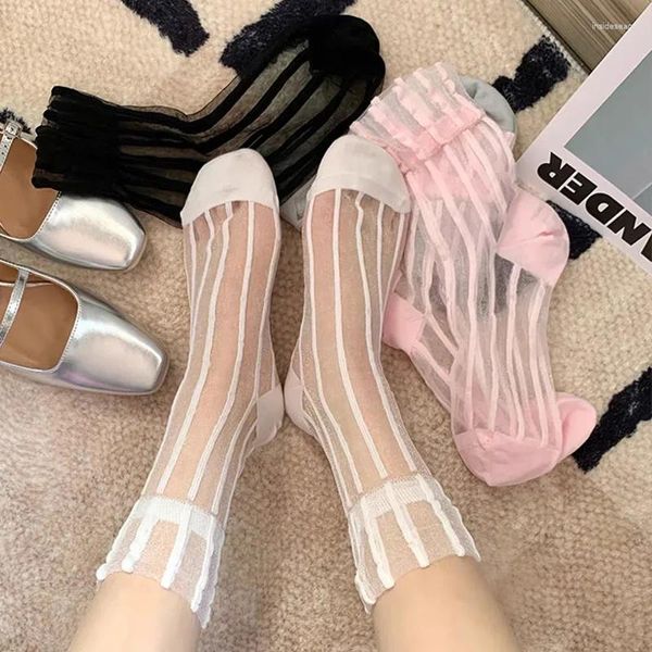 Женщины носки дамы носка моды прозрачная сетка стеклянная шелк шелк невидимый ультратон