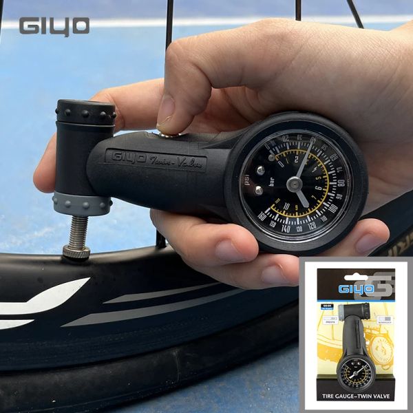 Acessórios Giyo GG05 160 PSI Medidor de pressão de ar pneu Mini Medidor de pneu de ar portátil de bicicleta para montanha Bicicleta Presta Schrader Válvula