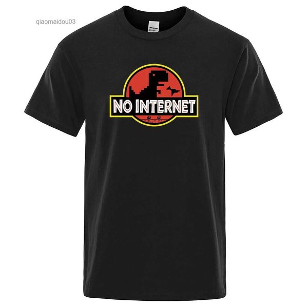 Magliette da uomo cartone animato camicia di maglietta dinosauro stampato senza maglietta Internet uomo maglietta Dino Funny harajuku tops giurassic offline park da uomo t-shirtl2404