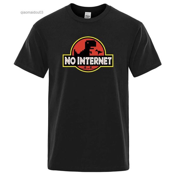 Camisetas masculinas camiseta de dinossauro de desenho animado impressão sem camisetas de internet masculino dino camiseta engraçada harajuku tops jurassic offline park masculino t-shirtl2404