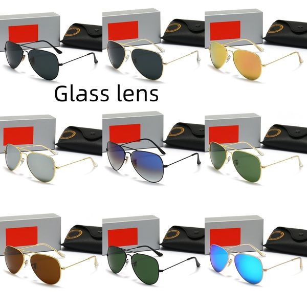 Homens de óculos de sol da marca piloto feminino Moda Casual Óculos de sol Espelho de sapo Condução de copos de vidro lentes femininas Óculos de sol clássicos Touring Sumring Sun Glasses moq = 10 3026rr