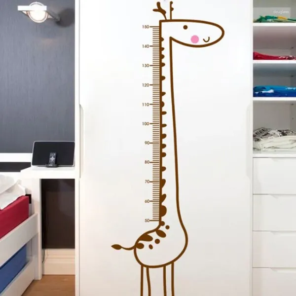 Adesivi da parete Misura dei cartoni animati per camere per bambini giraffa scimmia altezza grafico sovrano decalcomania