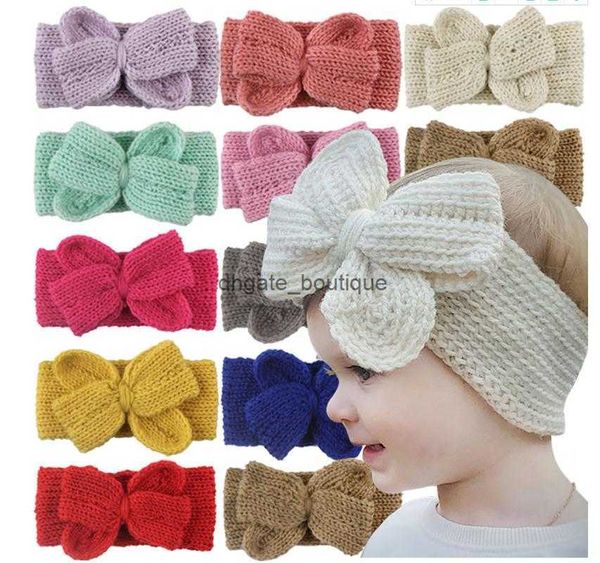 Moda Big Knit mico para a cabeça Acessórios para cabelos para meninas meninas adoráveis bandanas de cabeça doce recém -nascidas colorido sólido bandas de cabelo de turbante de turbante de088