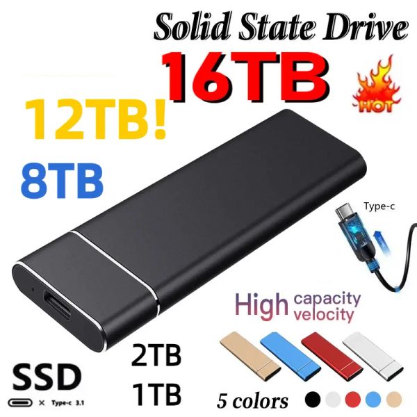 Caixas portátil SSD 1TB SolidState Drive 2TB Disco rígido externo TIPEC USB 3.1 DISCURSO DE RIFUNDO ALTA VELADA PARA Laptops/Desktop/Mac