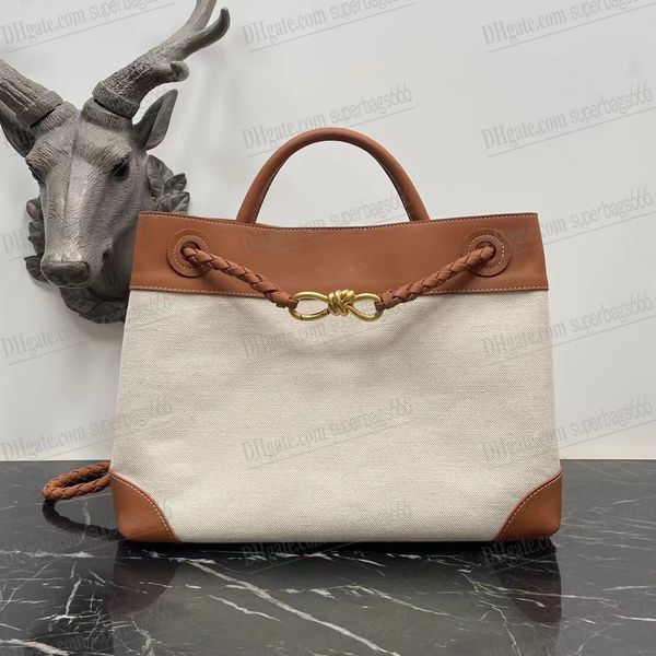 Andiamo Designer Bag Tote Buckle fivela de couro original 2024 Novo tecido feminino portátil ombro único crossbody