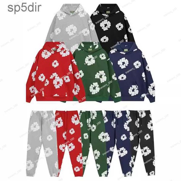 Hoodie Suit Erkek Kadın Sweatshirt Seti Baskılı Sweatpants Set iki parçalı Siyah Gri Kırmızı Donanma Yeşil Boyut M-XXL DTS7