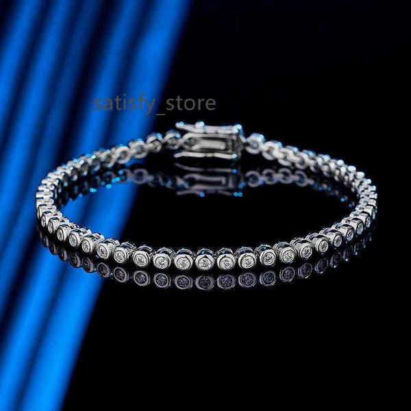 Jóias por atacado de fábrica Funcy Hip Hop Hip 925 Pulseira de tênis de prata 2mm Moissanites Bracelet Tennis Chain