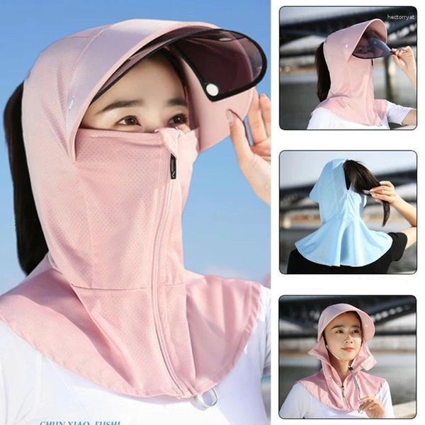 Boinas chapéu de proteção solar com lente mulheres verão grande abordagem sólida protetora solar sólida anti-UV máscara facial