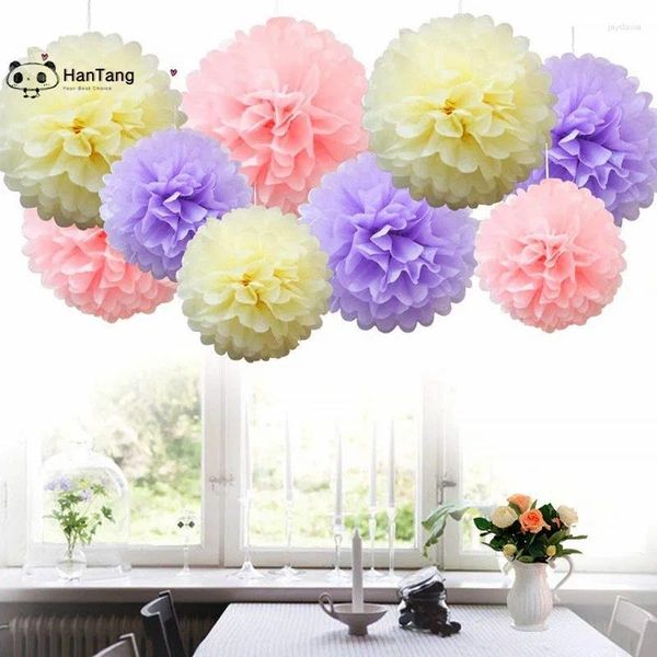 Flores decorativas de 15/20 cm de papel artificial pompom pom pom poms bolas de flores para festas de casamento decoração de carro DIY Craft