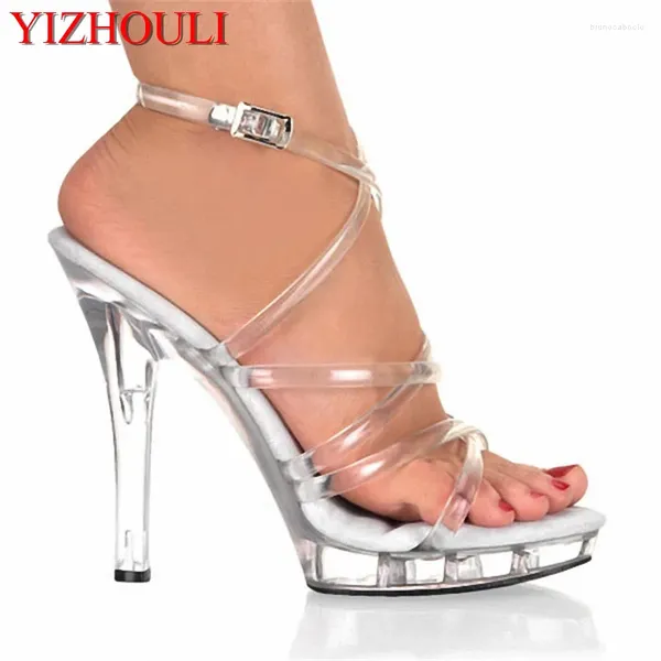 Sapatos de dança Cristal 13 cm Sexy Sandals Sandals Bhe-Foot de Foot de Pootas Posos de Nightclub