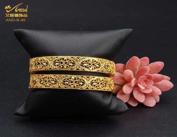 Dubai Gold Bangles 24K, покрытые индийским браслупом африканские роскошные женщины Женщины жесткие браслеты Свадебные эфиопские арабские ювелирные изделия Q071781891306
