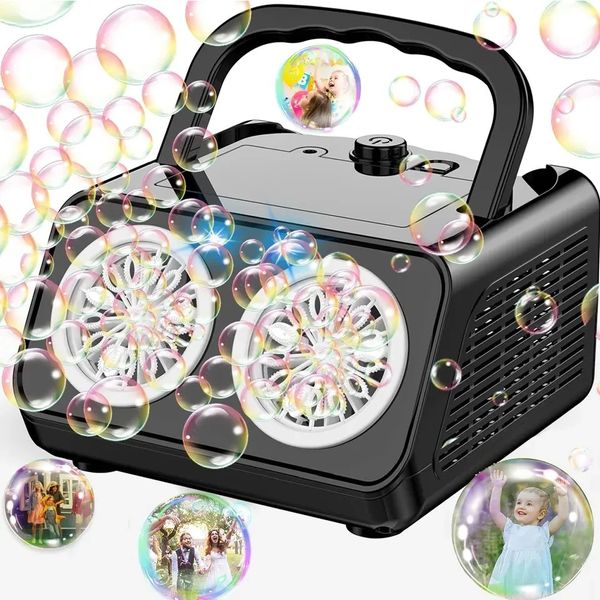 Soprador automático de bolhas de atualização de máquinas de bolhas com 2 fãs50000 bolhas por minuto bolhas para crianças portáteis maker 240415