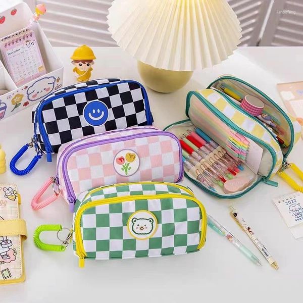 Kit kawaii kit de grande capacidade para porta -lápis caixa de bolsa para meninas para meninas estador de papelaria estudante organizador de suprimentos escolares casos