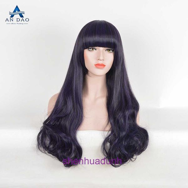 Wigs Women Human Hair An Island Magic Card Girl Girl Sakura Avenue Temple Saggezza Cosplay T Memorizzata Mista Mista Purple Black Wig