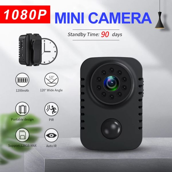 Videocamere HD Mini Body Camera Wireless 1080p Taschi di sicurezza Motion Activated Small Nanny Cam per auto Standby PIR Espia Webcam