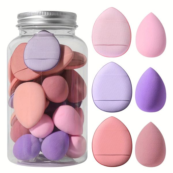 Ferramenta de maquiagem FOFF FACE Conjunto com estojo de armazenamento, esponja de maquiagem de 15pcs (3 cores) 15 peças Thumb Powder Puffs (3 cores), Soft Make