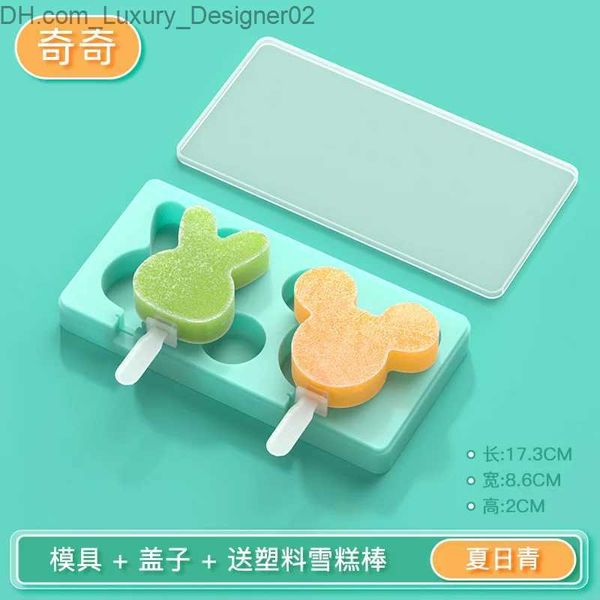 Eiswerkzeuge DIY Cartoon Animal Ice Cream Silikonform mit Deckel und Eis am Stiel Making Kit Food Grade Schokoladenblock Backen Q2404251