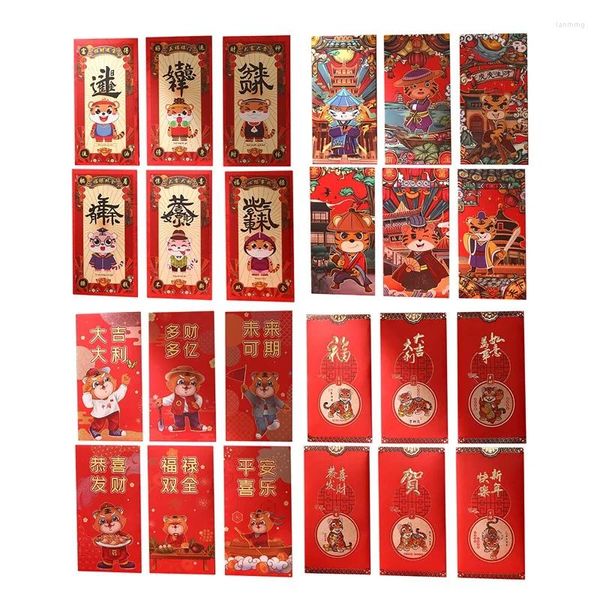 Подарочная упаковка 24 шт. Китайские красные конверты для R 2024 года Tiger Hong Bao Packet Spring Festival Wedding