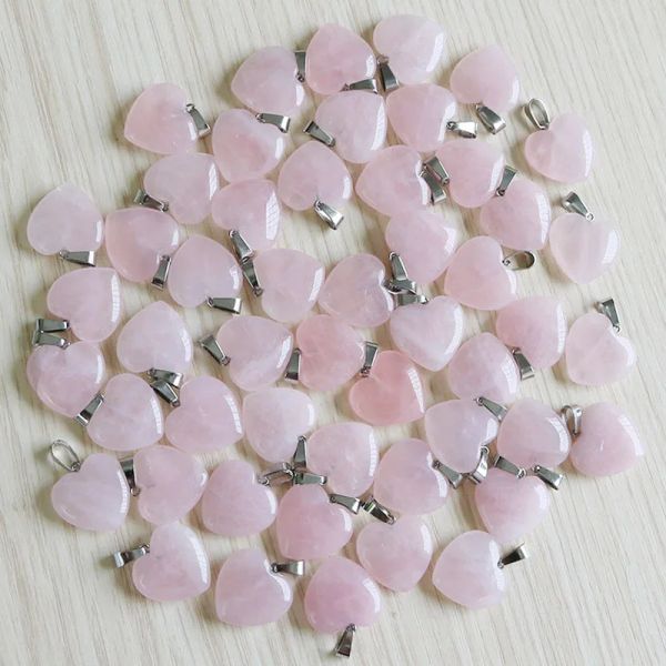 Rose quartzs colar de cristal em pedra natural frete grátis coração pingentes de moda miceds 20 mm para jóias diy fazendo pedras preciosas