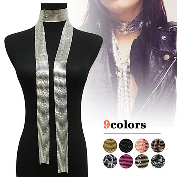 Schals Fashion Metal Paillon Schal aus Frauen Einfaches Design vielseitiger personalisierter Hals binden dünne Party Nachtclub -Accessoires