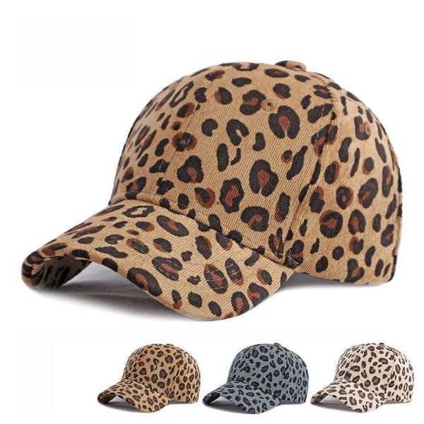 Caps de bola Mulheres Chapéu de inverno Padrão de leopardo Corduroy Baseball Men Retro Snapback Hip Hop Acessórios de chapéu de algodão Padrão simples Chapéus quentes J240425