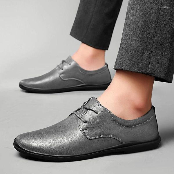 Sapatos casuais Man mocassim formal em couro preto solteiro renda up oxfords para gabinete de gabinete de gabinete de condução masculino