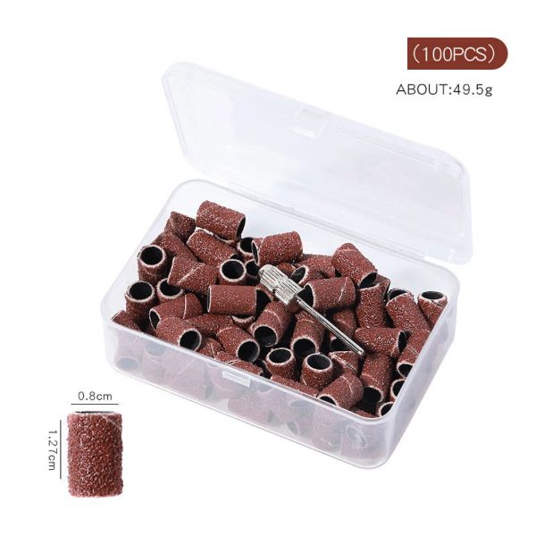 Bits 80#120#180#Ferramentas de unhas Bandas de lixamento manicure pedicure Bandas de lixamento elétricas Removedor polimento Bits de broca de lixadeira 100pcs/caixa#