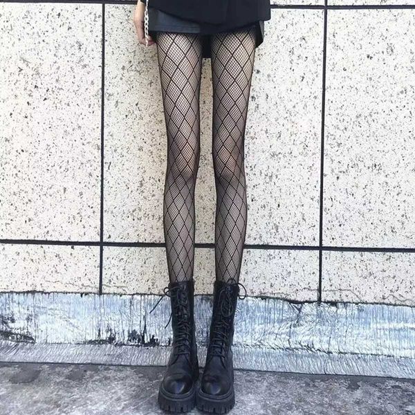 Calzini sexy Grid Patchwork Fish Net Net Lolita Girls Small Knitting Cosplay Net Net Glamour Party Glamour Party JK Size Plus Streetwear Wear