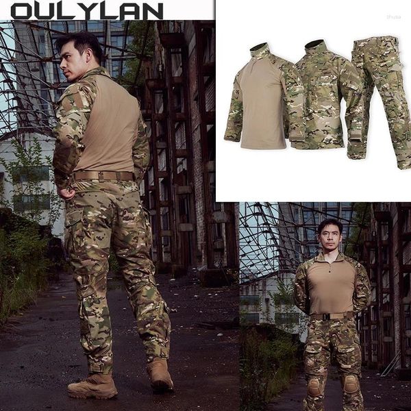 Мужские куртки 3pcs с длинными рукавами набор тактических костюмов Мужчины на открытом воздухе военная тренировочная лягуша