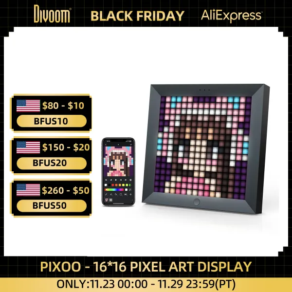 Quadro caldo pixoo pixel arte digital quadro de quadro de jogos de jogos decoração de casa anime kawaii display led parede relógio de aplicativo personalizado controle de aplicativo