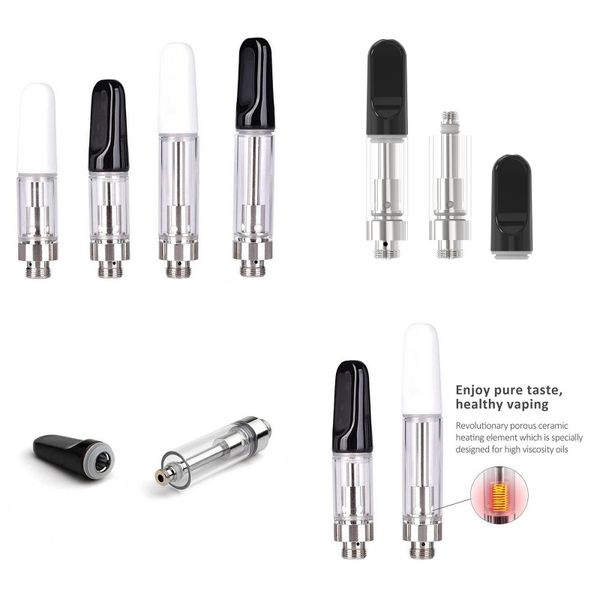 0,5 ml da 1,0 ml di cartuccia metallica in metallo in schiuma neutra confezione da 510 thread atomizer vuoto fori a olio di spessore da 10,5 mm Carrelli bianchi Black consentire personalizzare il produttore fornitura