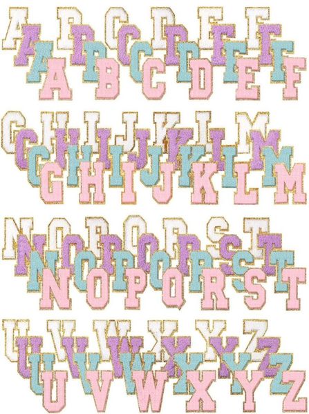 Nozioni 104pcs ferro su lettere per lettere di abbigliamento patch di varsity alfabet chenille patch riparazioni decorative adesive ricamato 5711886